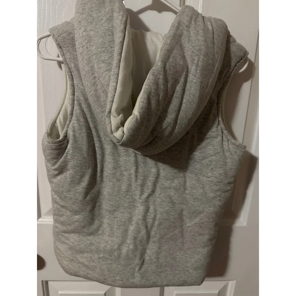 Sugar Rush Girls Heather Gray Quilted Puffer Vest Hooded‎ Fleece Lined XL Kids
